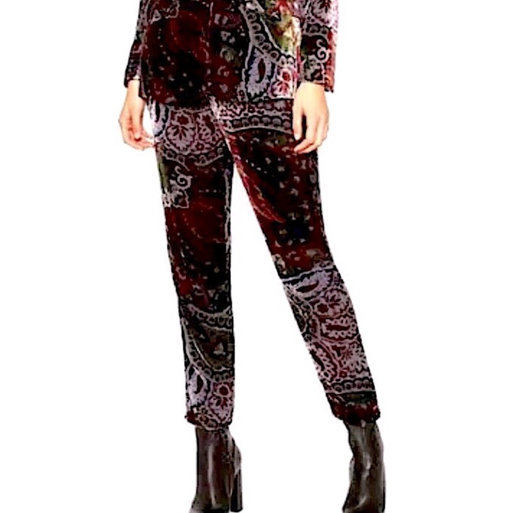 Zara Velvet Pants Silk Paisley Jogger Trousers Size S • BLOGGER FAVE • RARE
